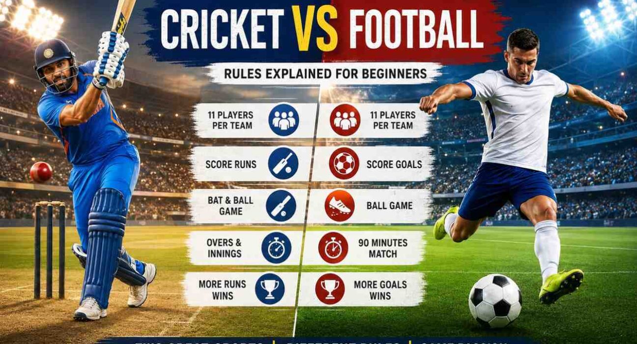 Cricket vs football rules comparison for beginners