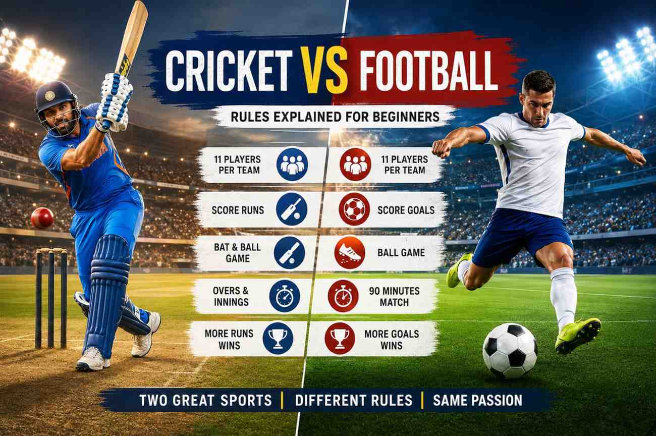 Cricket vs football rules comparison for beginners