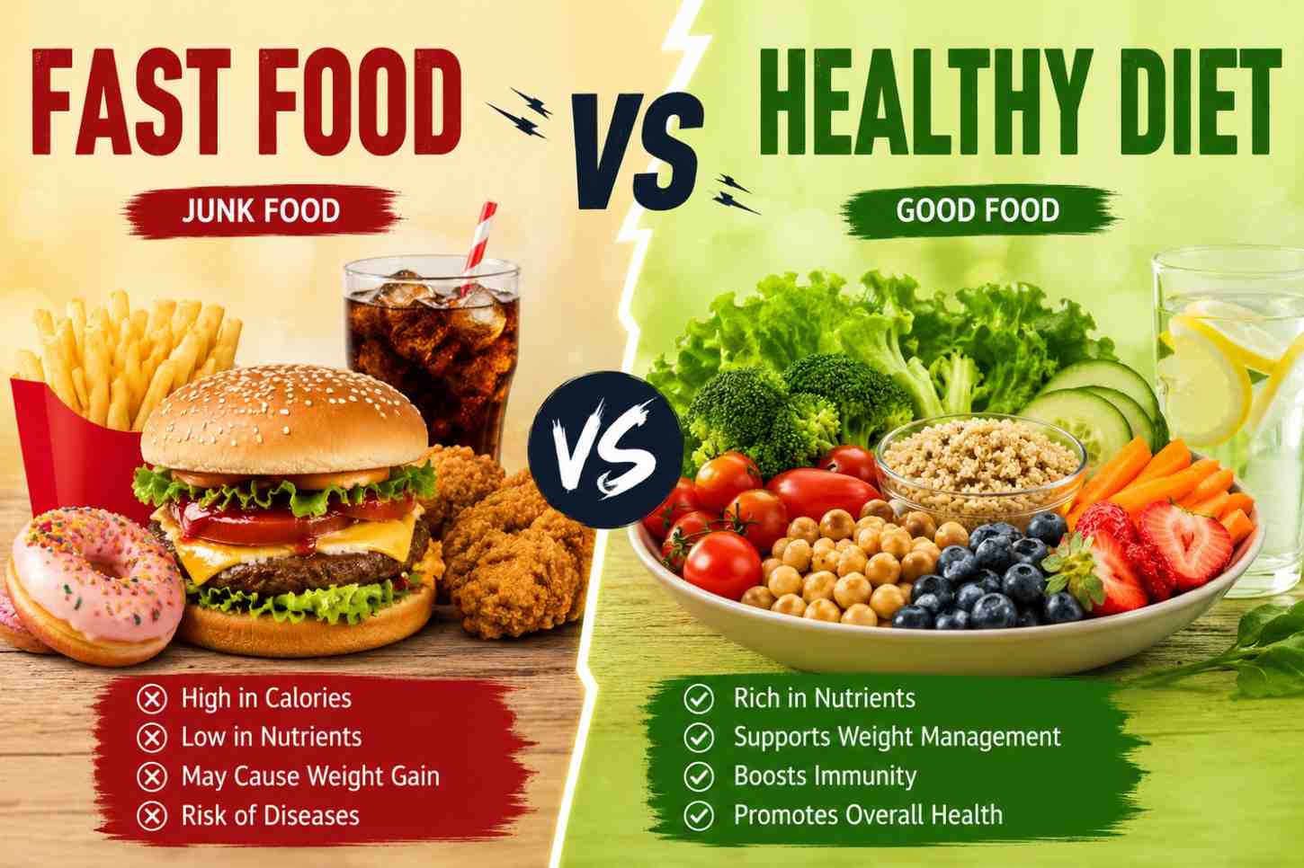 fast food vs healthy diet