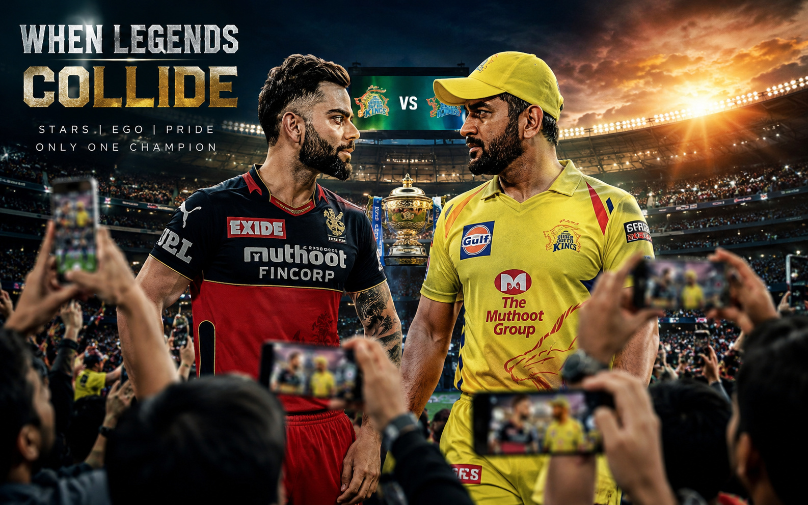 Cricket legends face off in a packed viral stadium clash.
