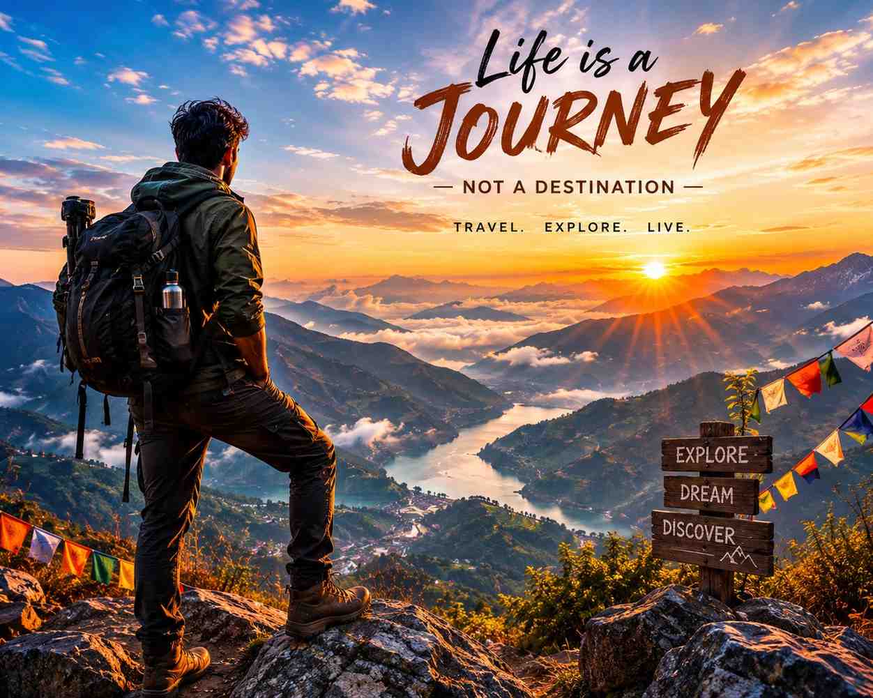 Young traveler enjoying a solo travel adventure in a beautiful destination