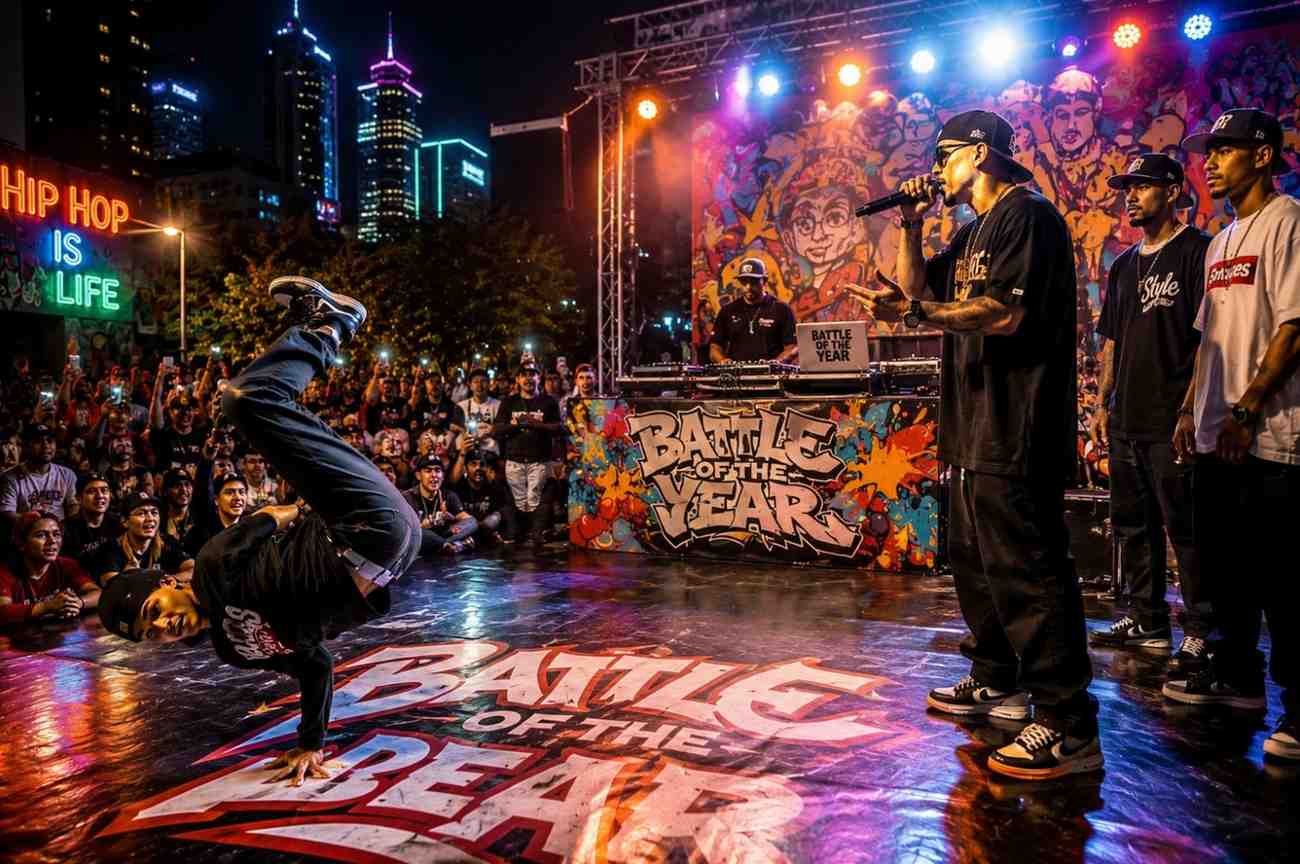 Hip-Hop artists performing on stage representing the evolution of Hip-Hop music culture